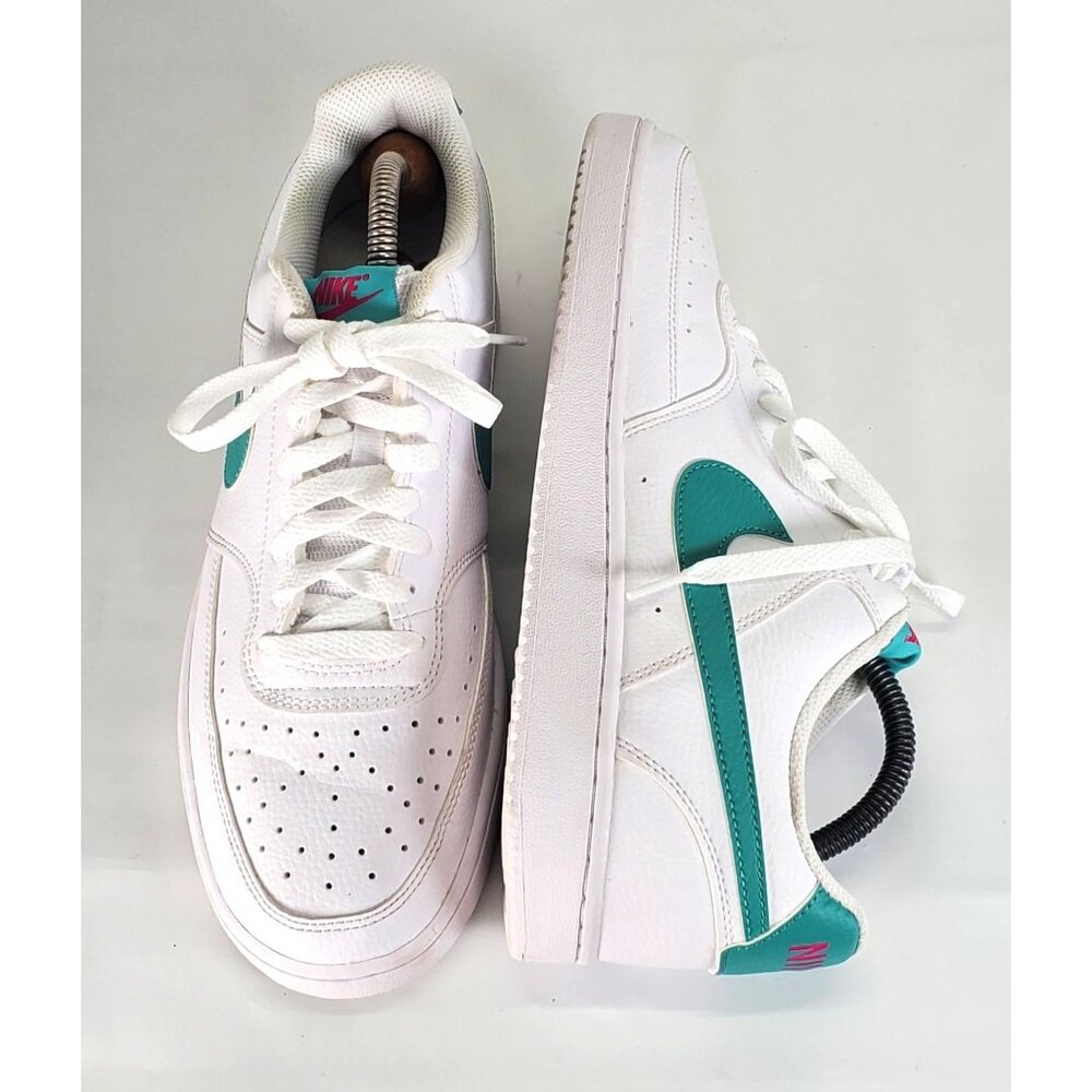 Nike Women's Teal Pink  Leather Court Vision White Washed Shoe Sz 11.5 1473 - Picture 8 of 15